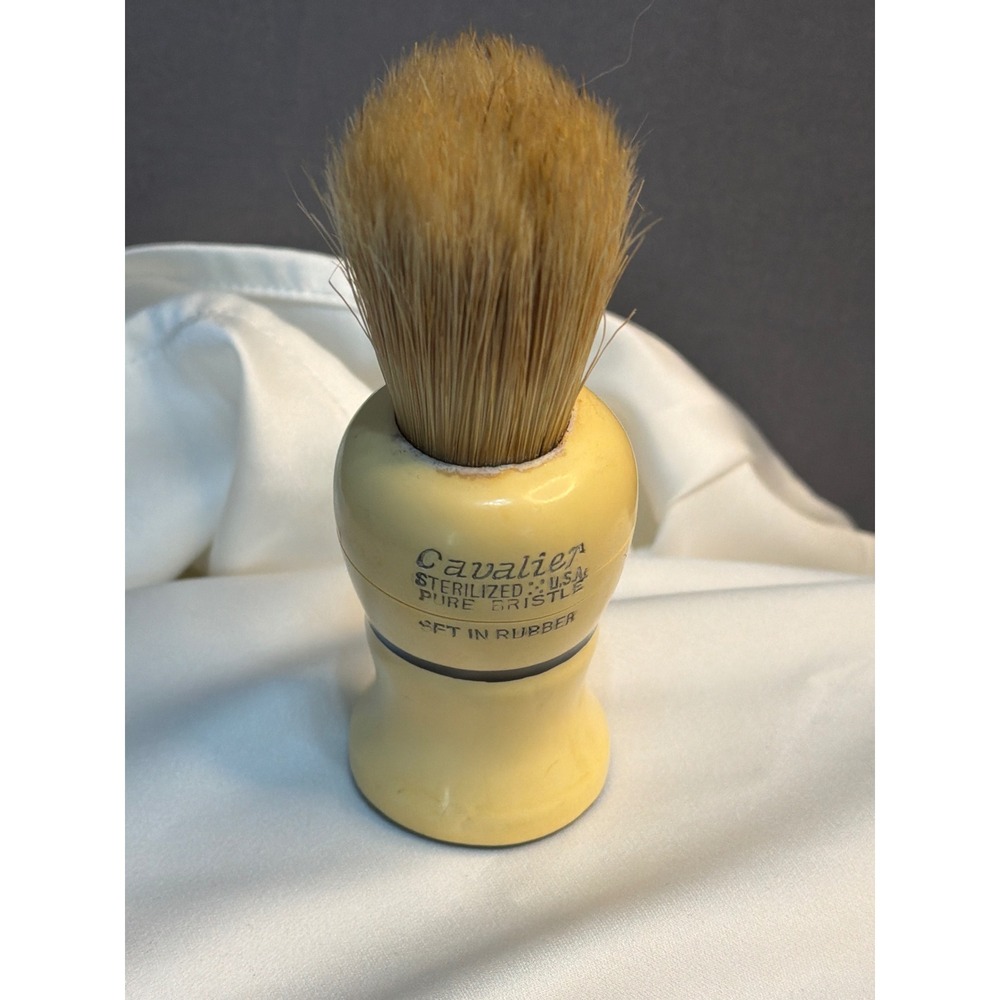 Vintage Cavalier Shaving Brush Butterscotch Handle Pure Bristle USA Made Barber